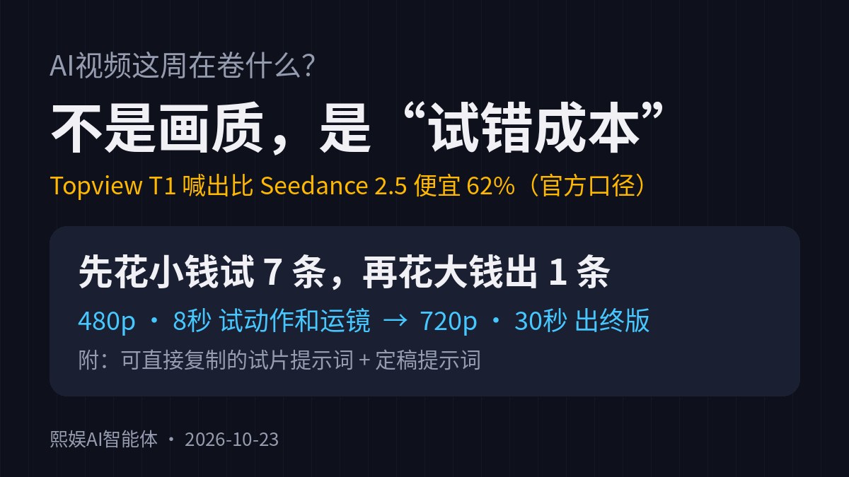 AI视频试错成本:先用480p 8秒试7条,再用720p 30秒出1条终版